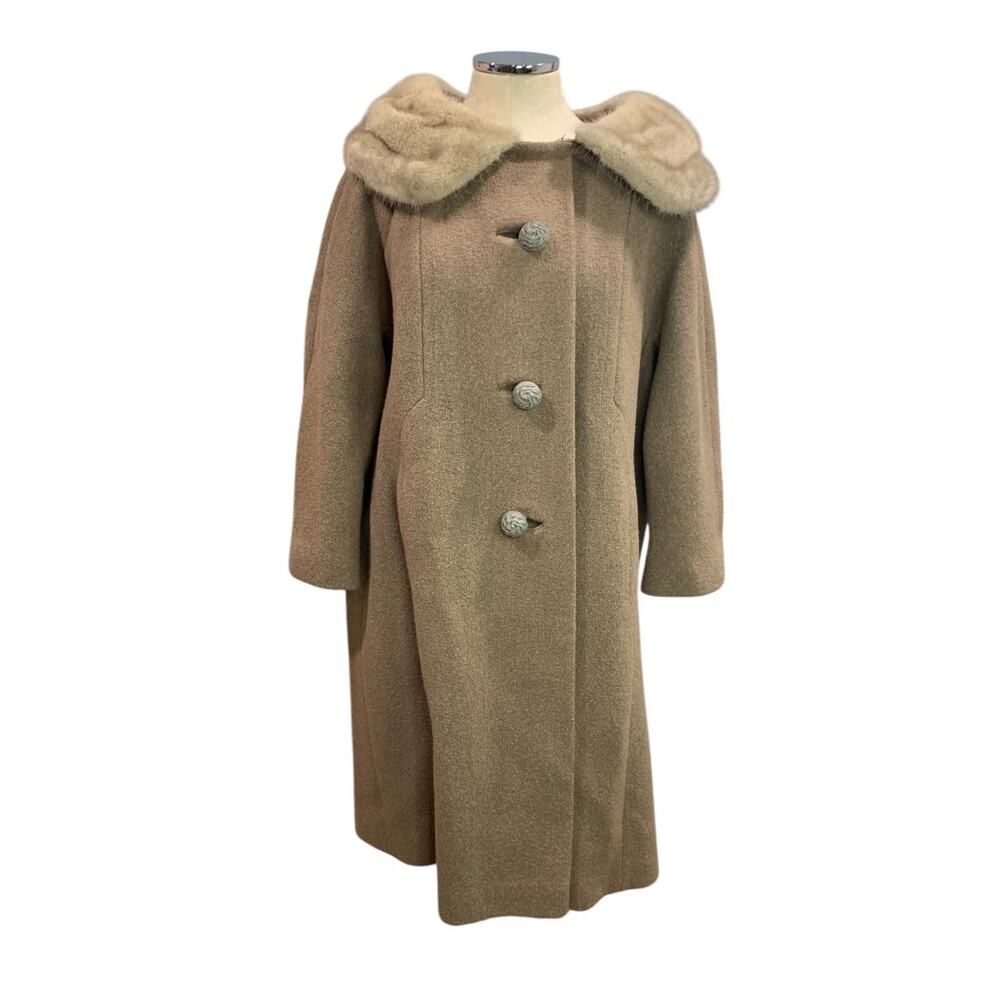 XL Vintage 1950s Wool Coat Womens Fur Collar Scranton PA